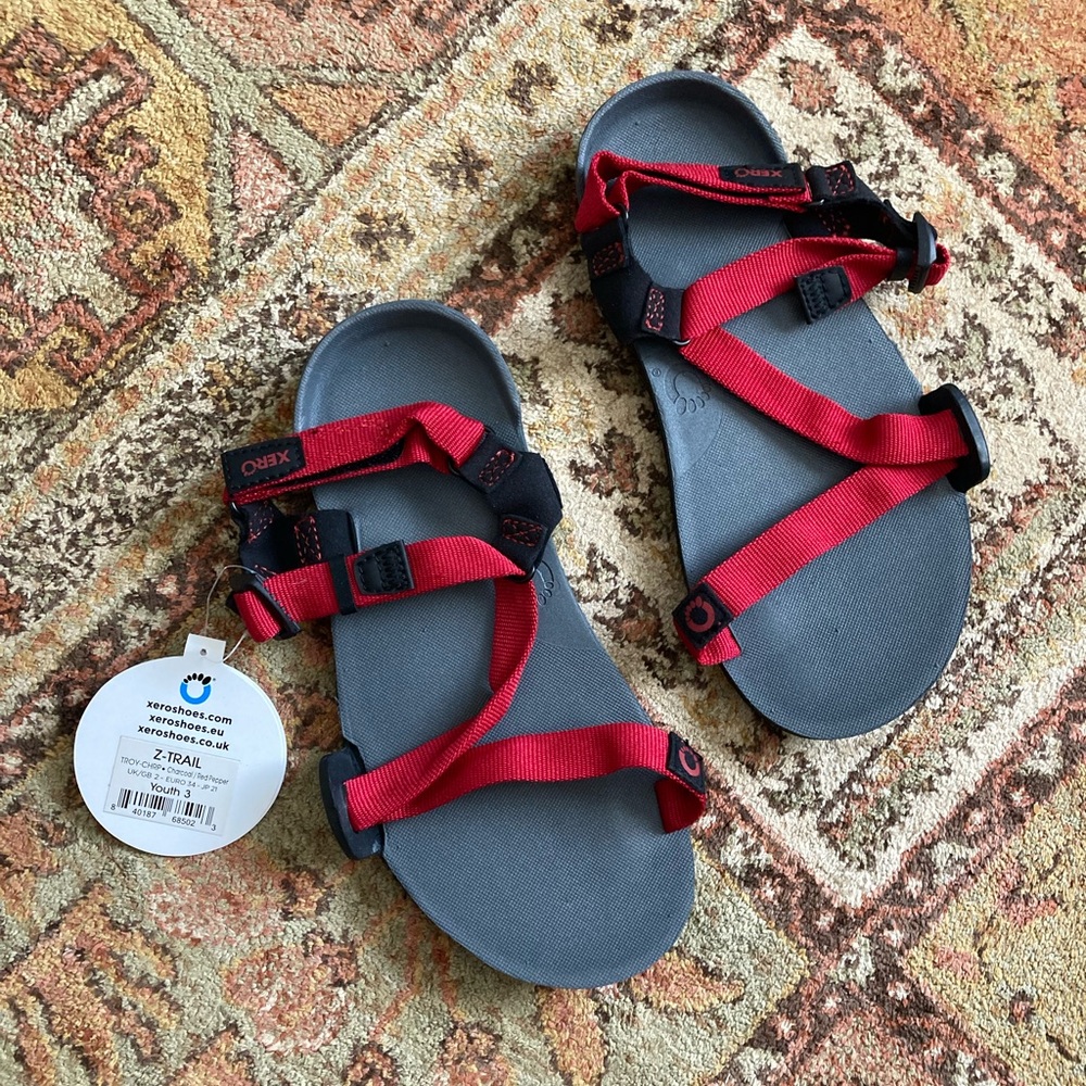Kids Xero Z-Trail Barefoot Minimal Sandals Size 3
